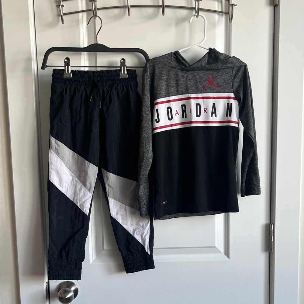 Jordan Black and Gray Dri Fit Tracksuit with Red Accents